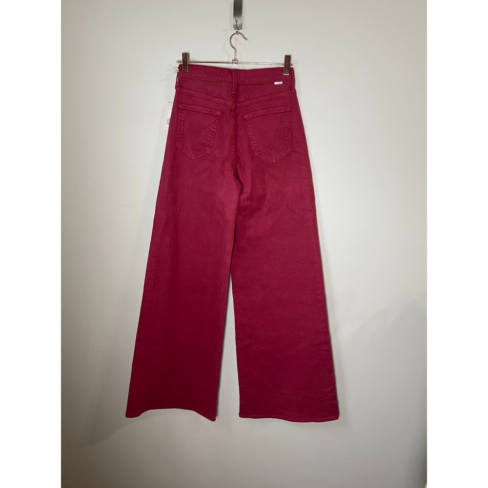 NEW NWT MOTHER Wide Leg Crop Jeans Crimson Red Size 25 Denim Flare Pants - Picture 3 of 6